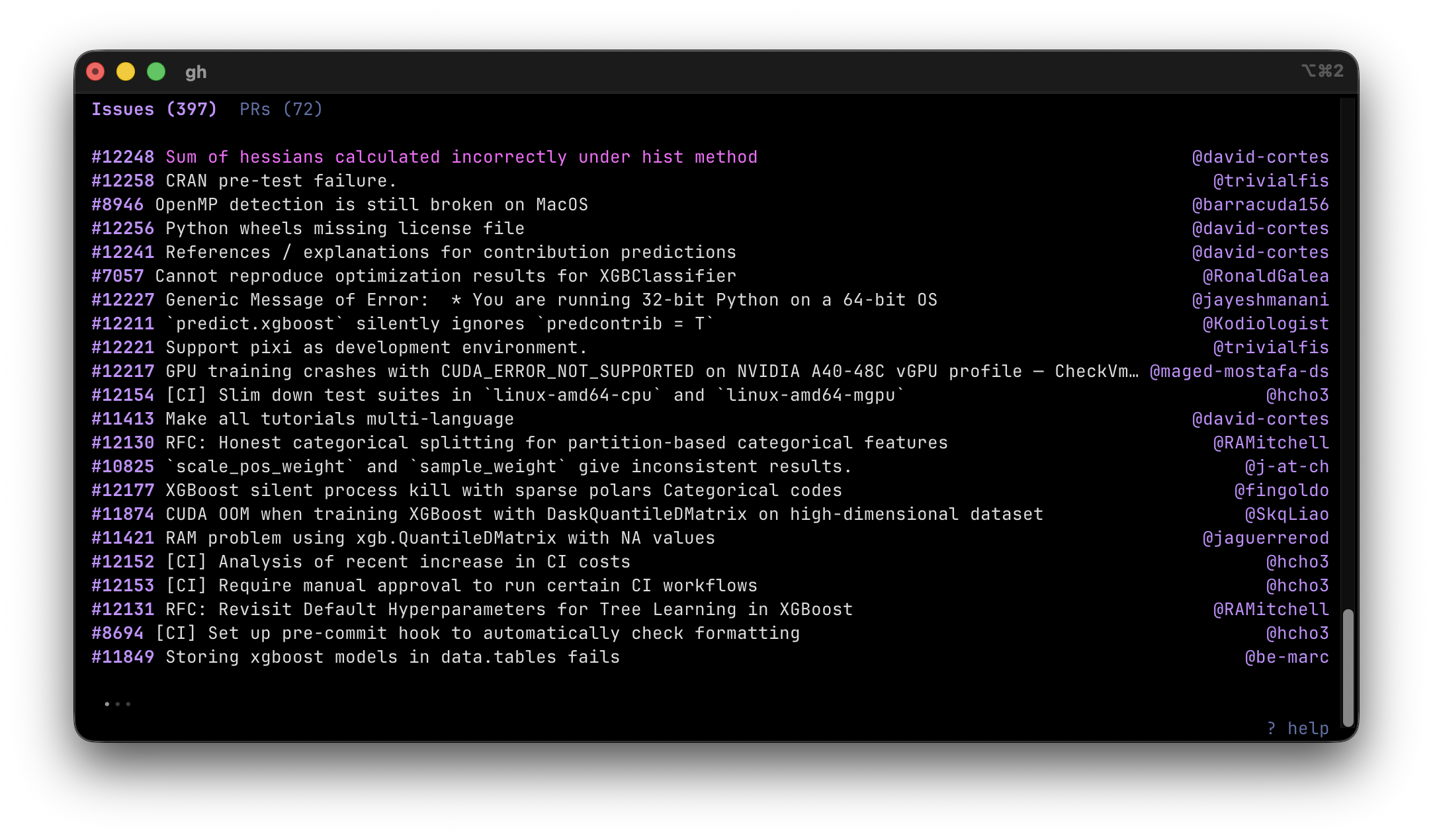 gh-zen issue list view